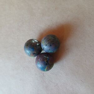 Vintage Painted Glass Marbles Lot Of 3